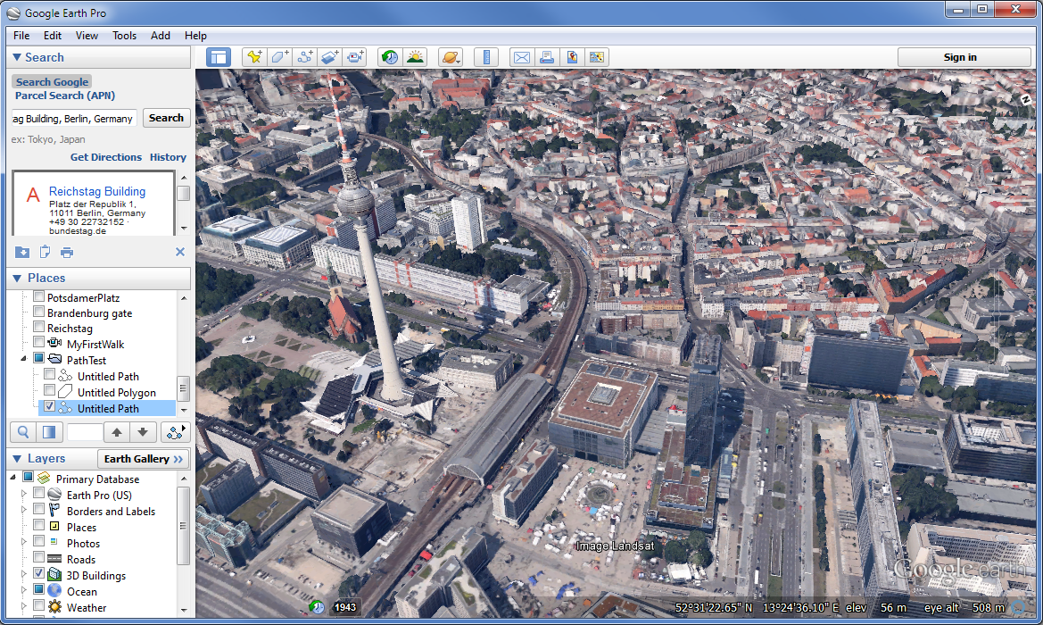 Google Earth Pro User Interface